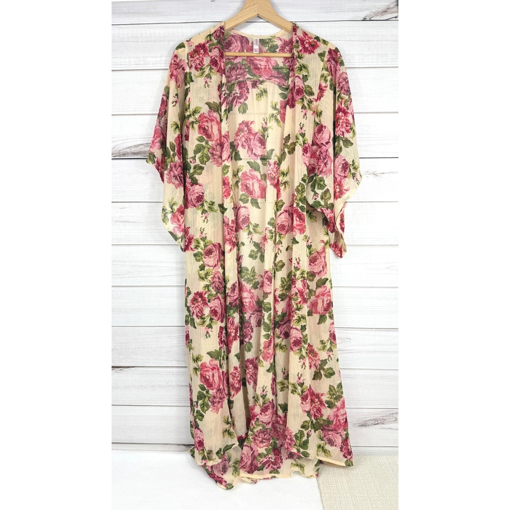 Xhilaration‎ Floral Kimono Cardigan Sheer Lightweight Duster Womens XS